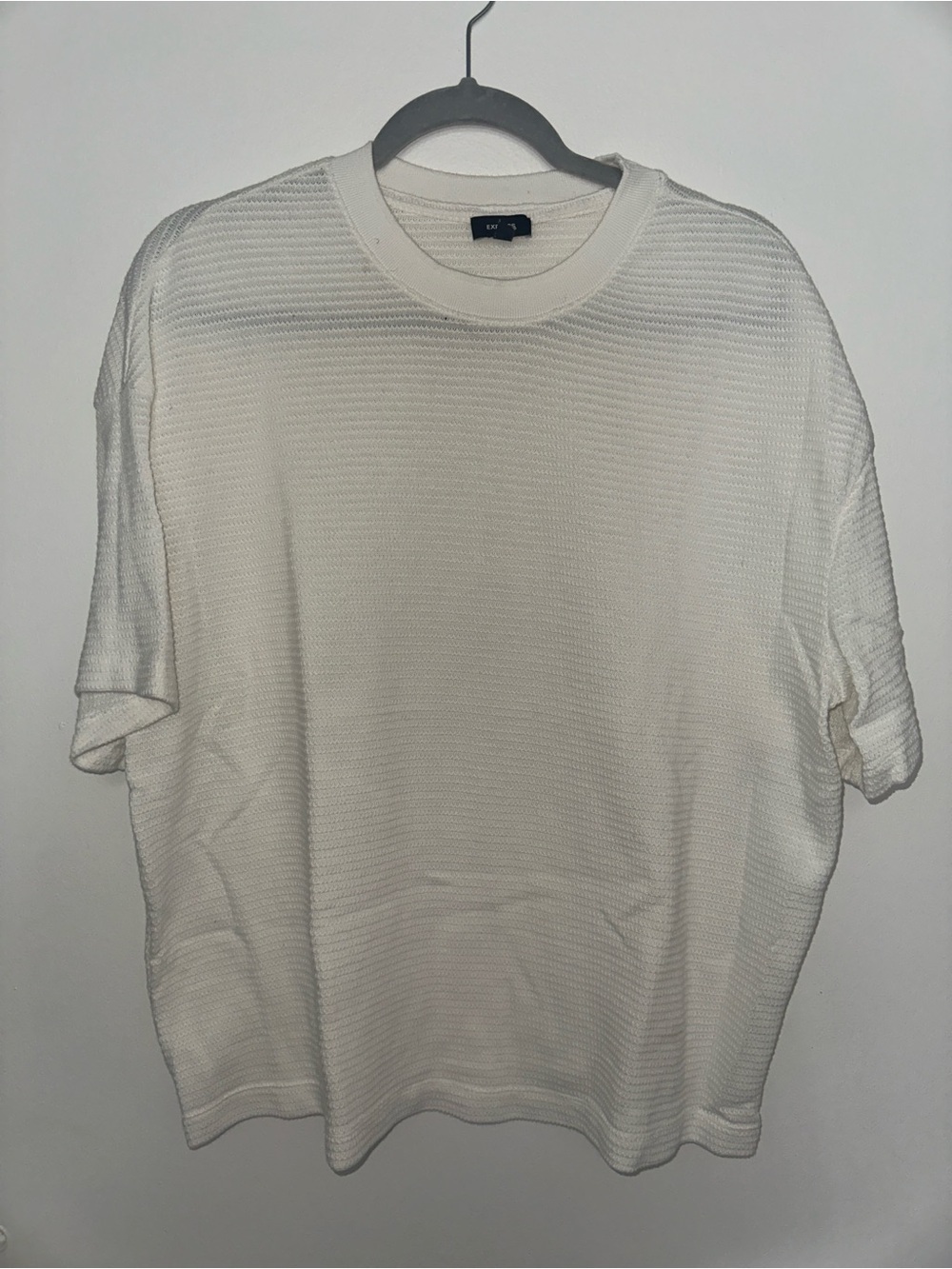 Ivory Textured Short Sleeve Knit Tee